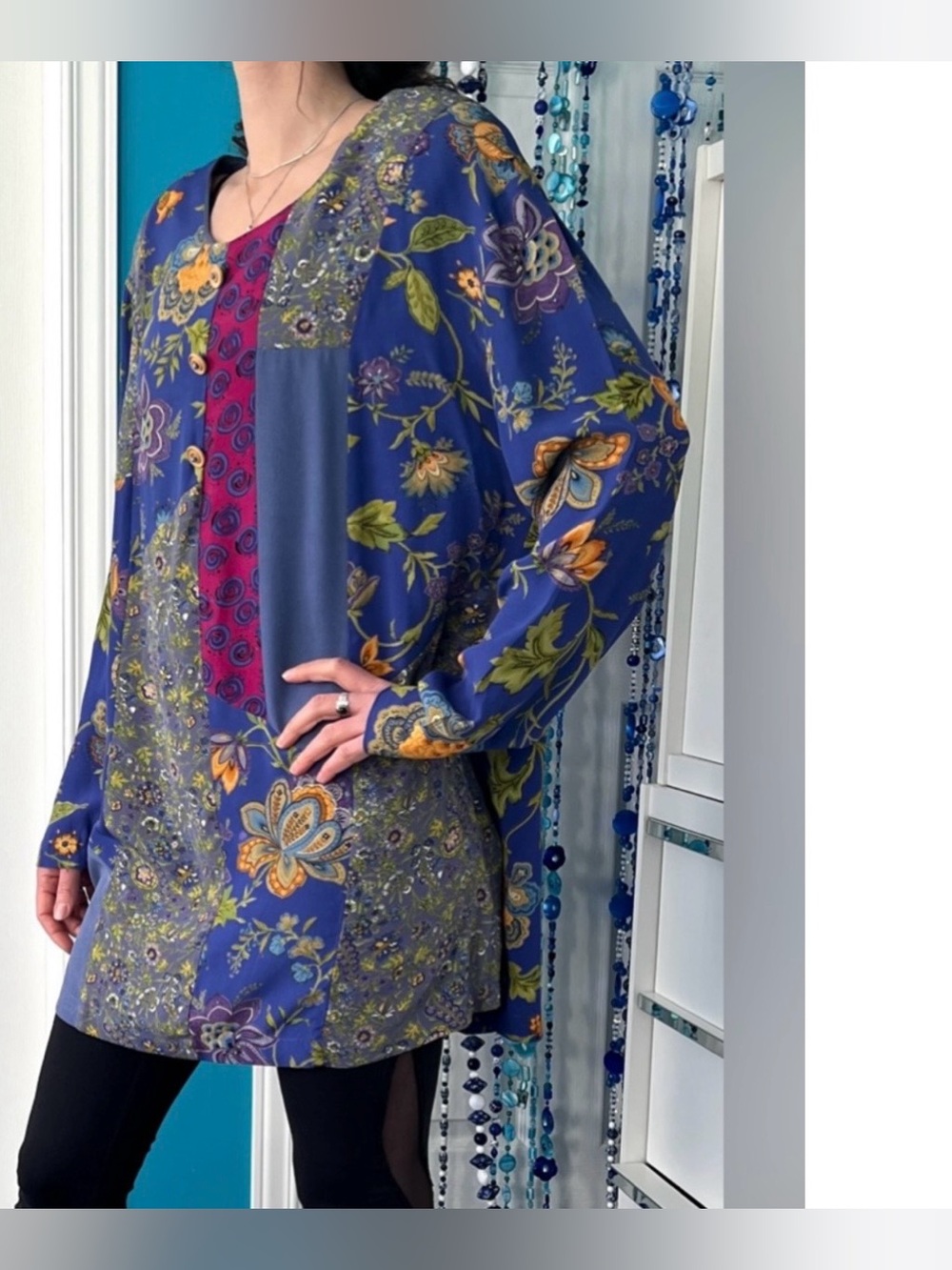 Oversized Patchwork Tunic • Multicoloured Floral Paisley • Vintage Carole Little